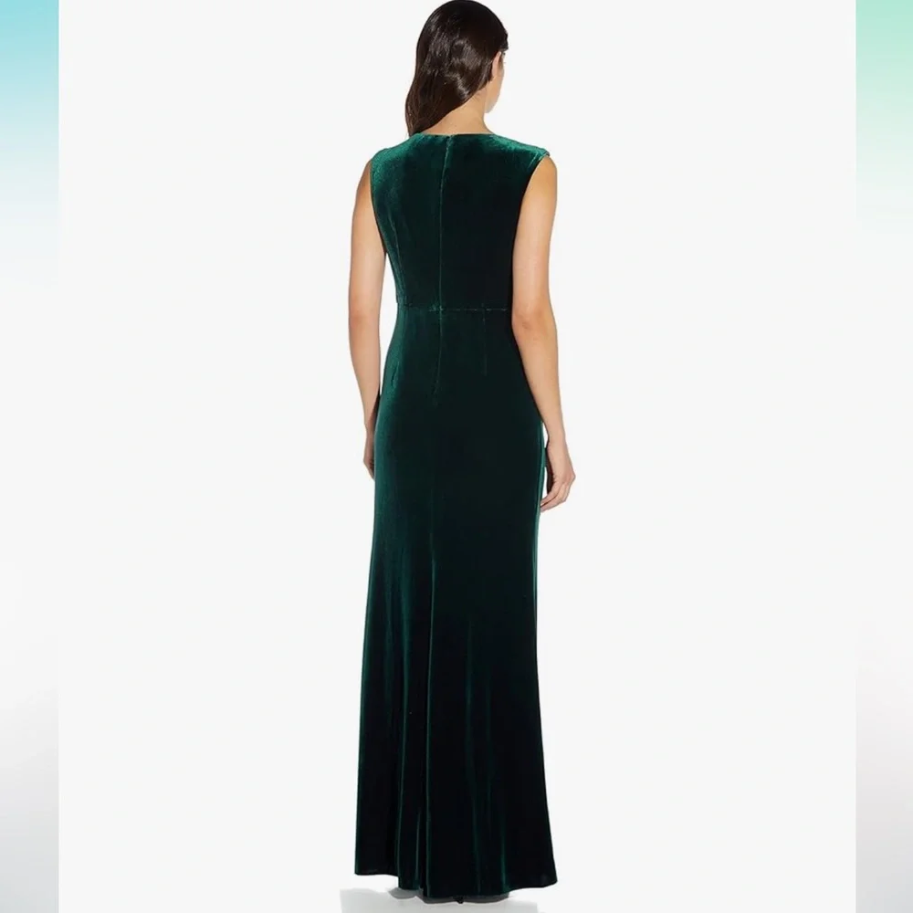Adrianna Papell Women's Beaded Velvet Mermaid Gown hunter green size 14 NWT - Picture 2 of 16